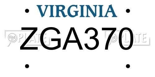 ZGA370 Virginia License Plate