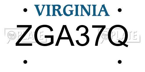 ZGA37Q Virginia License Plate