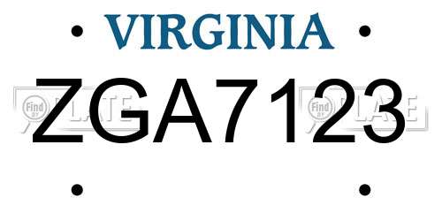 ZGA7123 Virginia License Plate