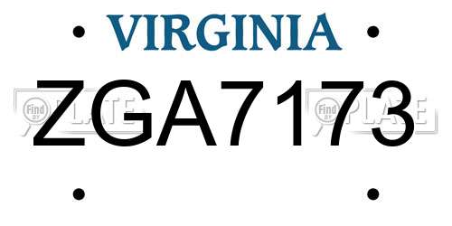 ZGA7173 Virginia License Plate