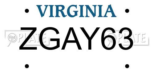 ZGAY63 Virginia License Plate