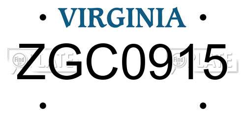 ZGC0915 Virginia License Plate