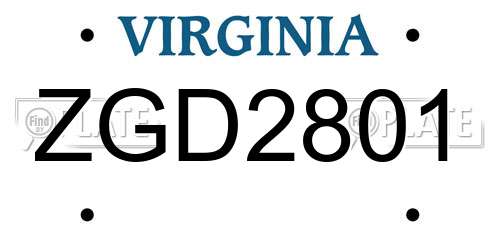 ZGD2801 Virginia License Plate