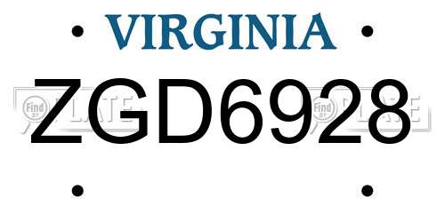 ZGD6928 Virginia License Plate