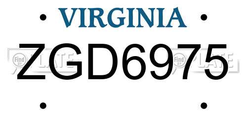ZGD6975 Virginia License Plate