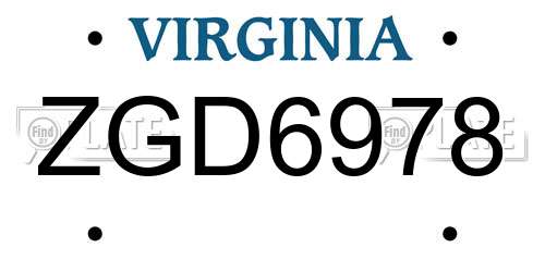 ZGD6978 Virginia License Plate