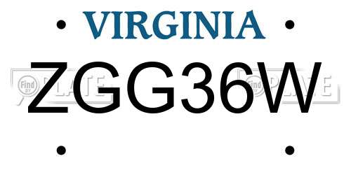 ZGG36W Virginia License Plate
