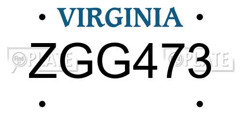 ZGG473 Virginia License Plate