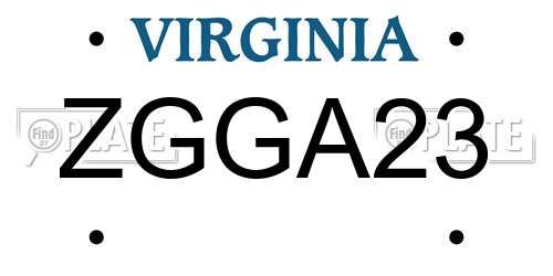 ZGGA23 Virginia License Plate
