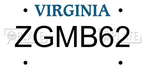 ZGMB62 Virginia License Plate