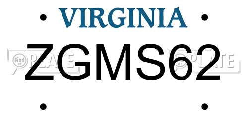 ZGMS62 Virginia License Plate