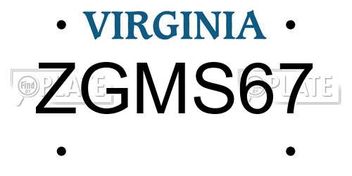 ZGMS67 Virginia License Plate