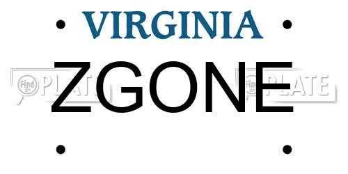ZGONE Virginia License Plate
