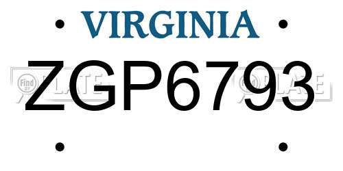 ZGP6793 Virginia License Plate