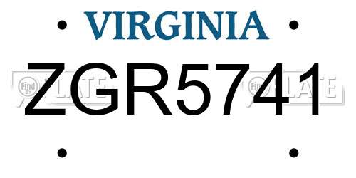 ZGR5741 Virginia License Plate
