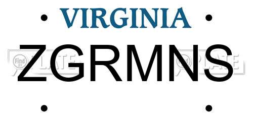 ZGRMNS Virginia License Plate