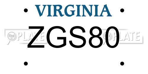 ZGS80 Virginia License Plate