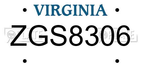 ZGS8306 Virginia License Plate