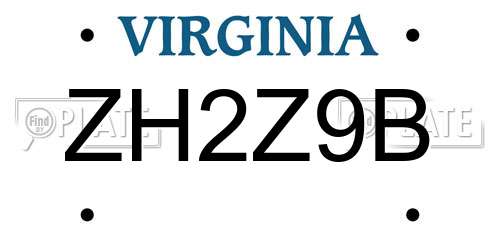 ZH2Z9B Virginia License Plate
