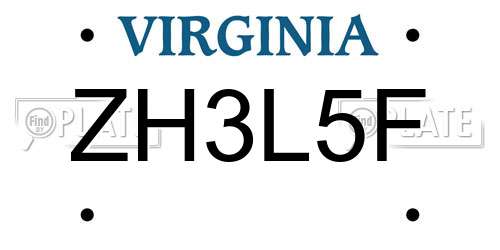 ZH3L5F Virginia License Plate
