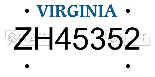 ZH45352 Virginia License Plate