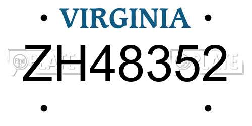 ZH48352 Virginia License Plate