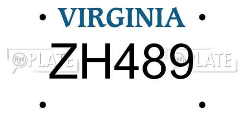 ZH489 Virginia License Plate