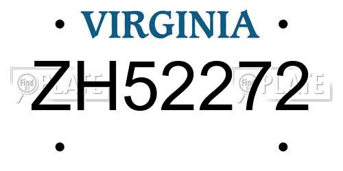 ZH52272 Virginia License Plate