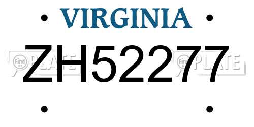 ZH52277 Virginia License Plate