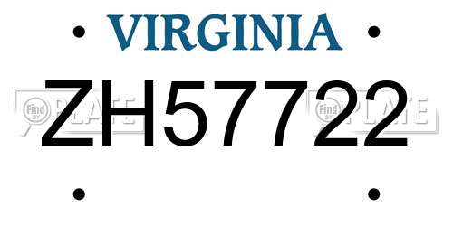 ZH57722 Virginia License Plate