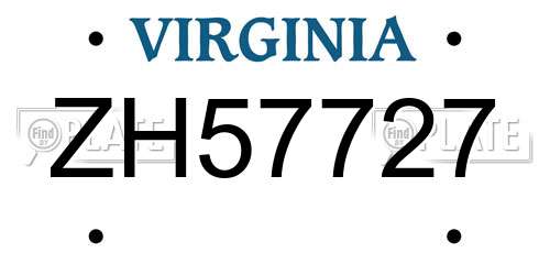 ZH57727 Virginia License Plate