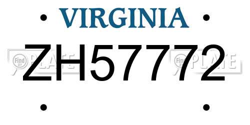 ZH57772 Virginia License Plate