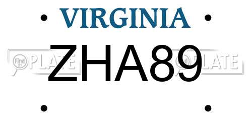 ZHA89 Virginia License Plate