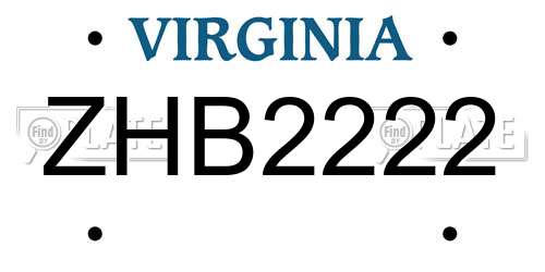 ZHB2222 Virginia License Plate