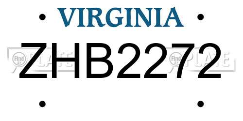 ZHB2272 Virginia License Plate