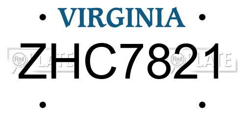 ZHC7821 Virginia License Plate