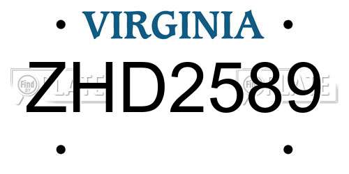 ZHD2589 Virginia License Plate