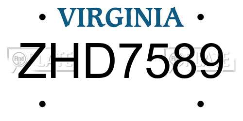 ZHD7589 Virginia License Plate