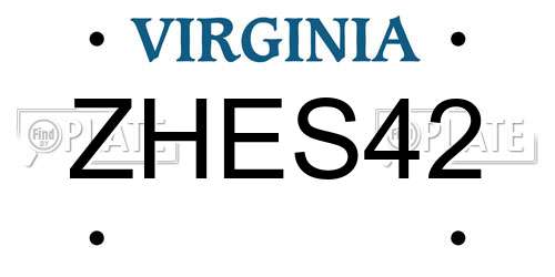ZHES42 Virginia License Plate