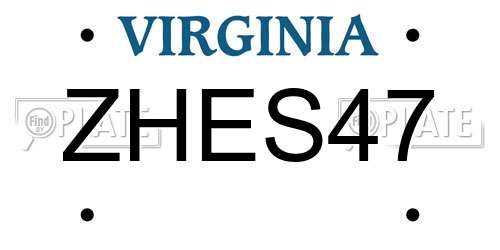 ZHES47 Virginia License Plate