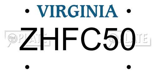 ZHFC50 Virginia License Plate