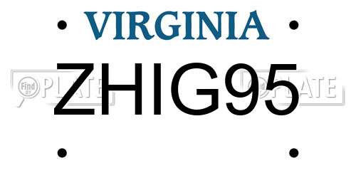 ZHIG95 Virginia License Plate