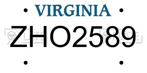 ZHO2589 Virginia License Plate