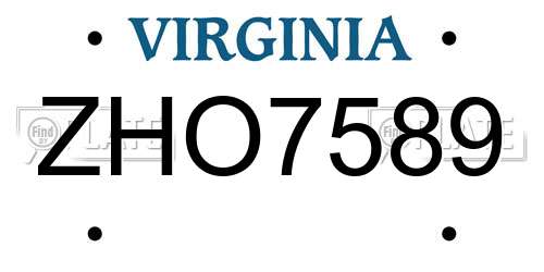 ZHO7589 Virginia License Plate