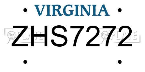 ZHS7272 Virginia License Plate