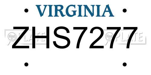 ZHS7277 Virginia License Plate