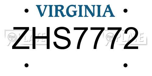 ZHS7772 Virginia License Plate
