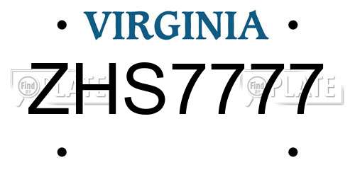 ZHS7777 Virginia License Plate
