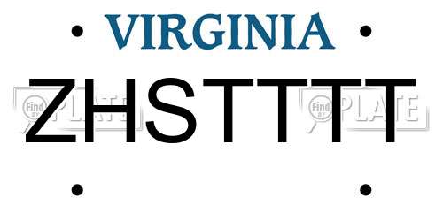 ZHSTTTT Virginia License Plate