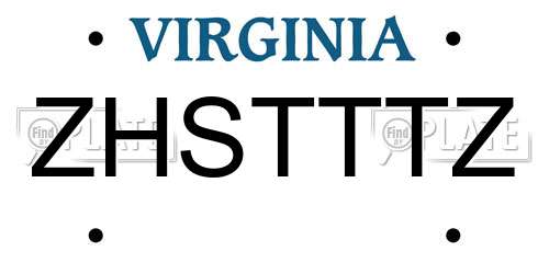 ZHSTTTZ Virginia License Plate